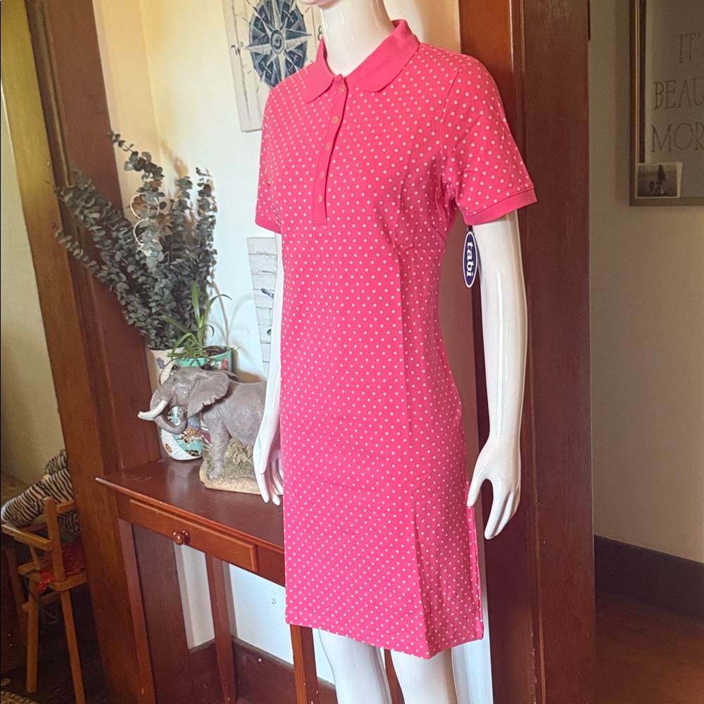 NWT Tabi size small Elegant Pink Polka Dot Mini Dress cotton blend
